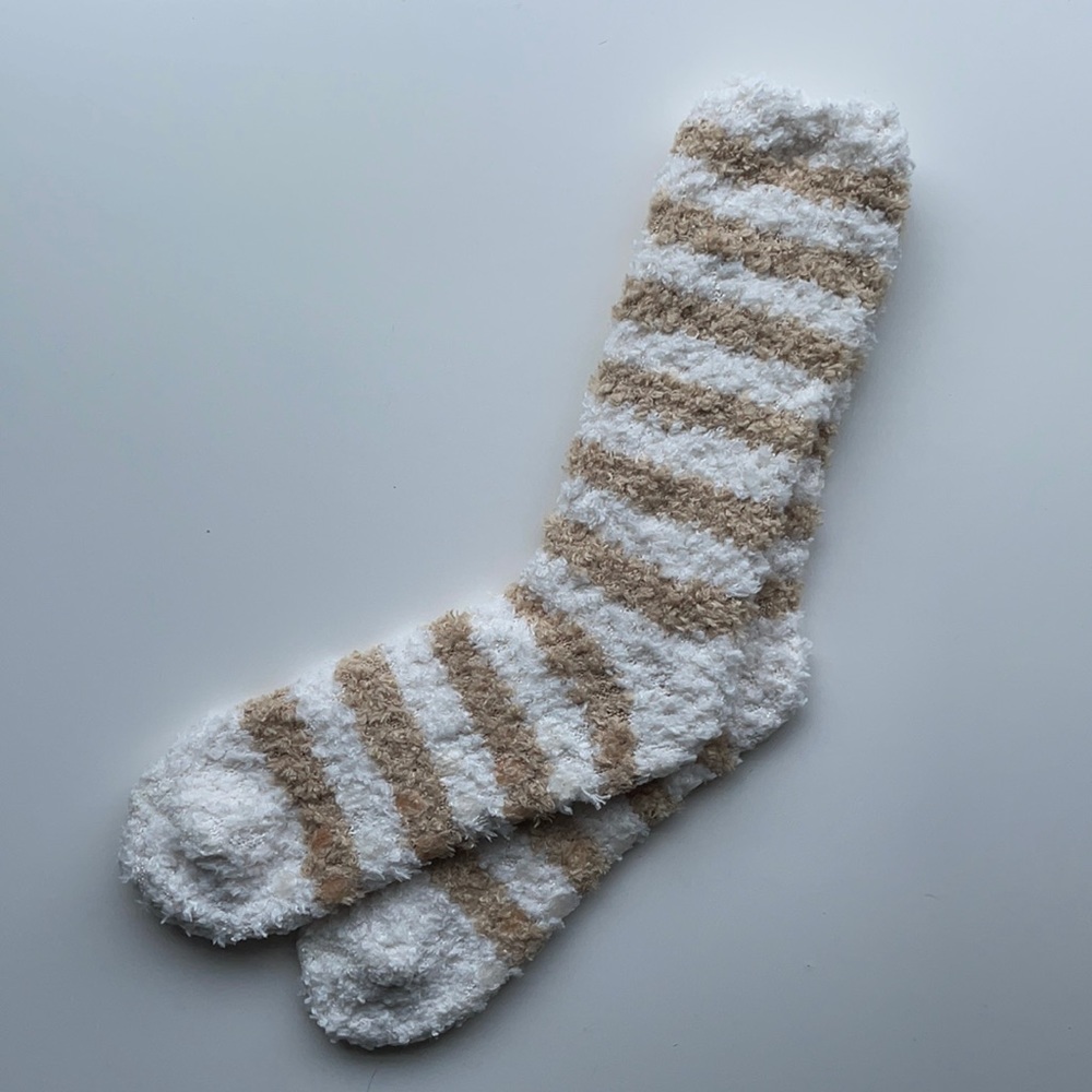 Old Navy Cozy Striped Crew Socks Tan and Black